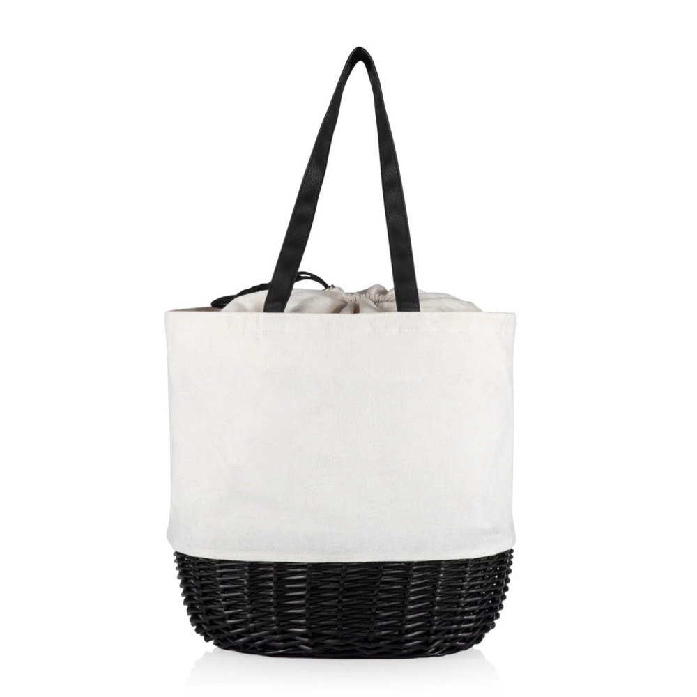 NWT Picnic Time willow basket Coronado White and Black Woven Tote Bag - Picture 3 of 4